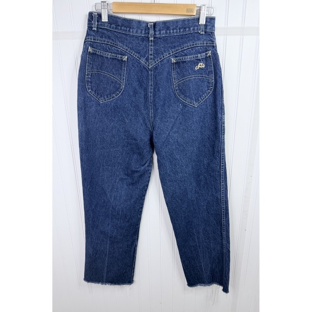 Chic‎ Vintage High Waist Jeans Womens 16 Long Blue Raw Hem Made in USA